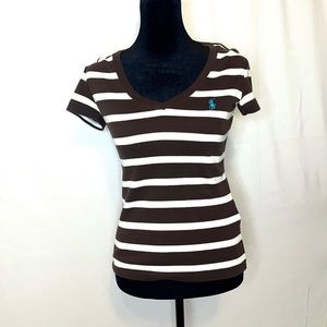 Striped Ralph Lauren Short Sleeve V-neck